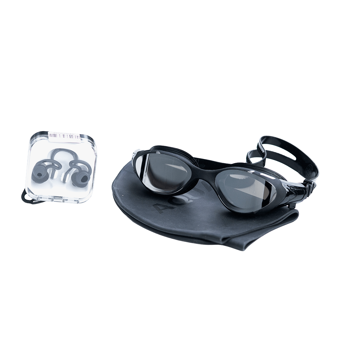 Aktiiviuimarin uimalasipaketti - sisältää AquaCore uimalasit, uimalakin & korvatulppa - ja nenäklipsusetinAquaction