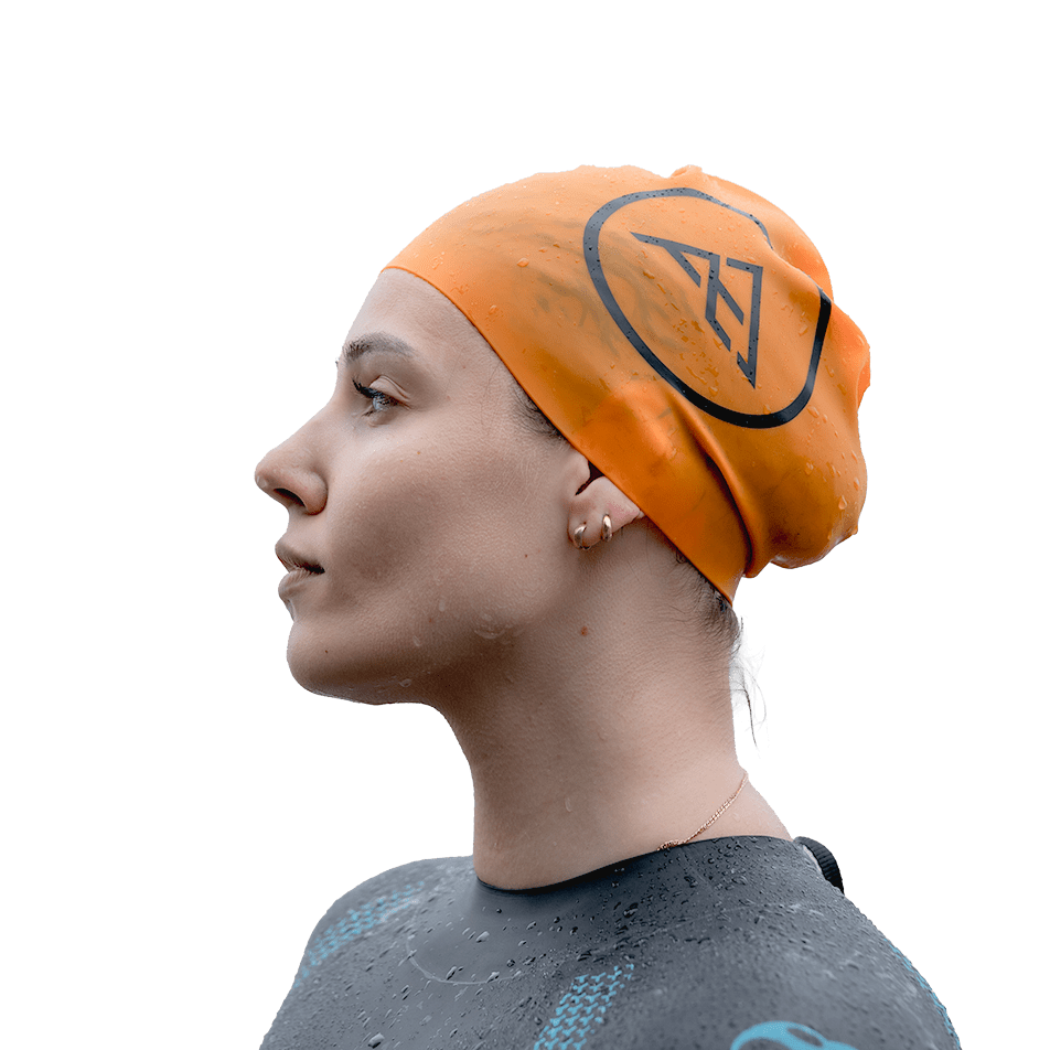 Avovesiuintipaketti, oranssi – turvapoiju, AquaX uimalasit avoveteen, uimalasikotelo ja kirkas uimalakki -