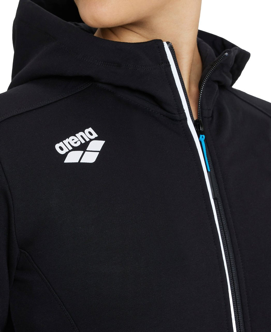 Team Hooded Jacket Panel naisten vetoketjullinen huppari, mustaArena