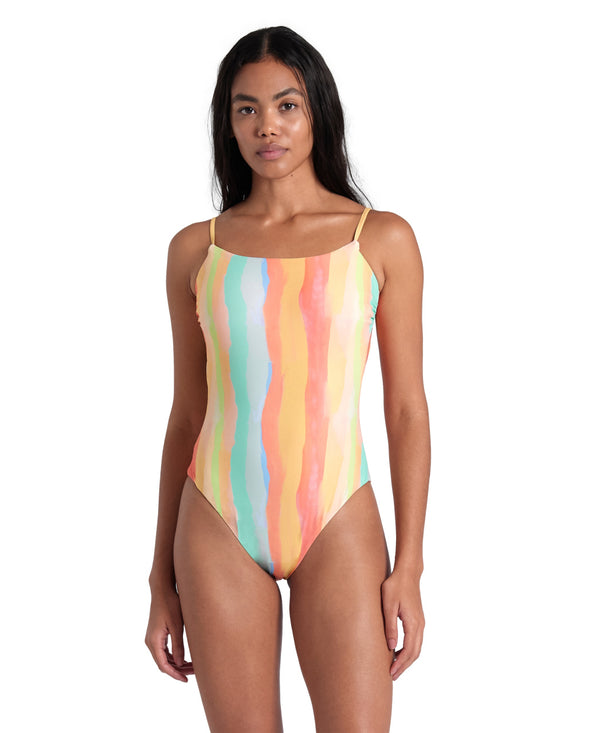 Water Print Swimsuit Multistripes dambaddräkt