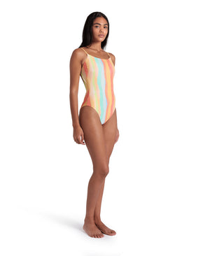 Water Print Swimsuit Multistripes dambaddräkt