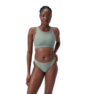 Solid Highneck Top Mesh bikini topp för kvinnor, grön