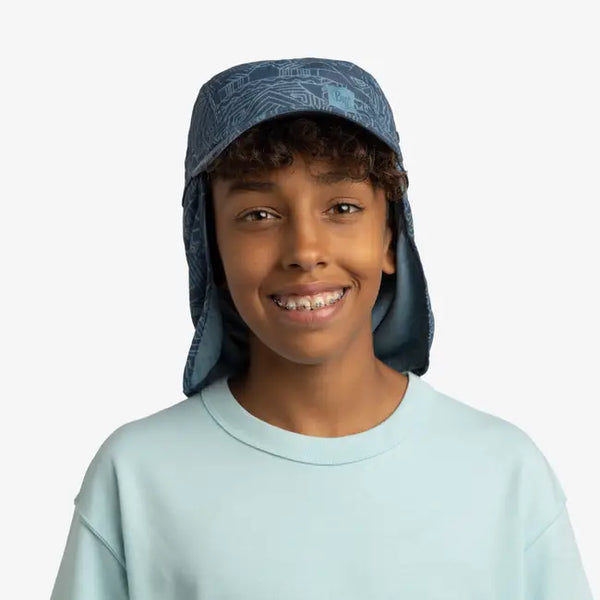 Buff® Sahara Cap Kids – Kasai Night Blue lasten lippalakki – UV-suoja 50+, hengittävä, kevyt, säädettävä