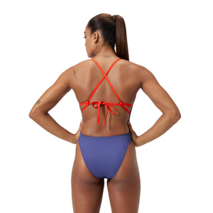 Solid Tie-Back 1-delad baddräkt för kvinnor, lila-röd