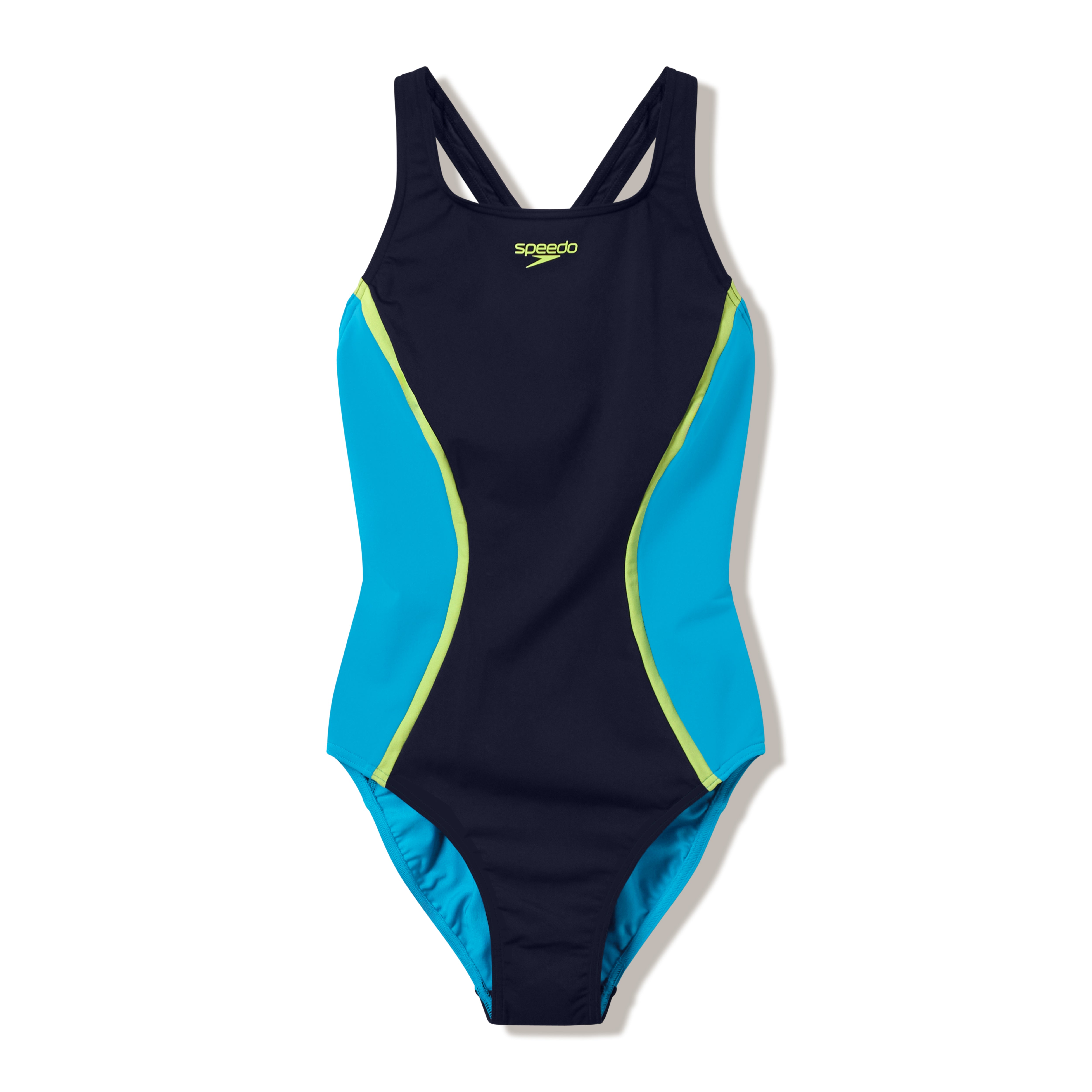Women's Solid Splice Medalist Swimsuit, Blue/Black