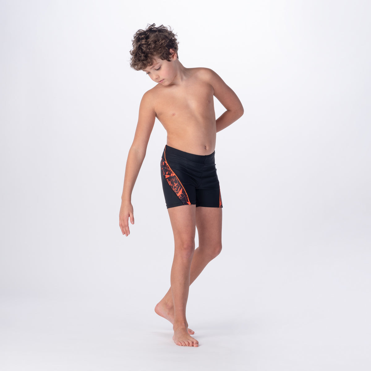 Fiero lasten boxer-uimahousut, musta logokuvio