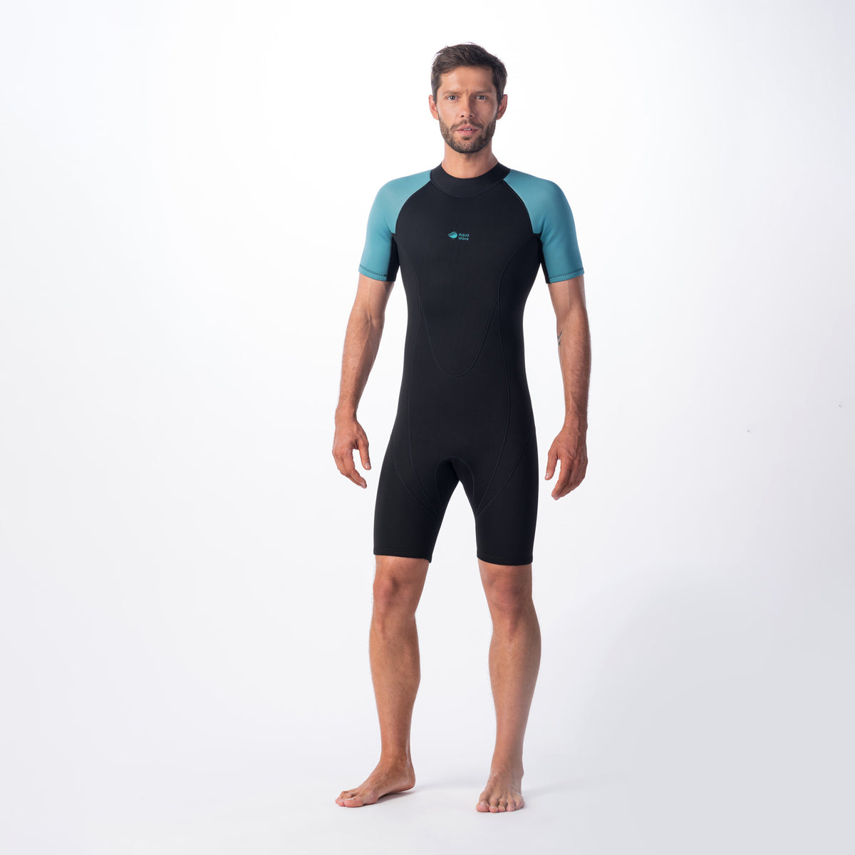 Surfi miesten märkäpuku, musta-sinivihreä