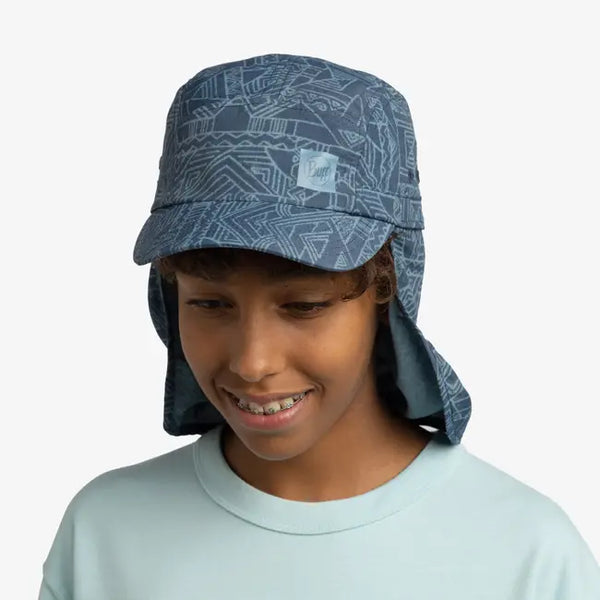 Buff® Sahara Cap Kids – Kasai Night Blue lasten lippalakki – UV-suoja 50+, hengittävä, kevyt, säädettävä