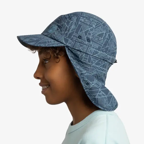 Buff® Sahara Cap Kids – Kasai Night Blue lasten lippalakki – UV-suoja 50+, hengittävä, kevyt, säädettävä