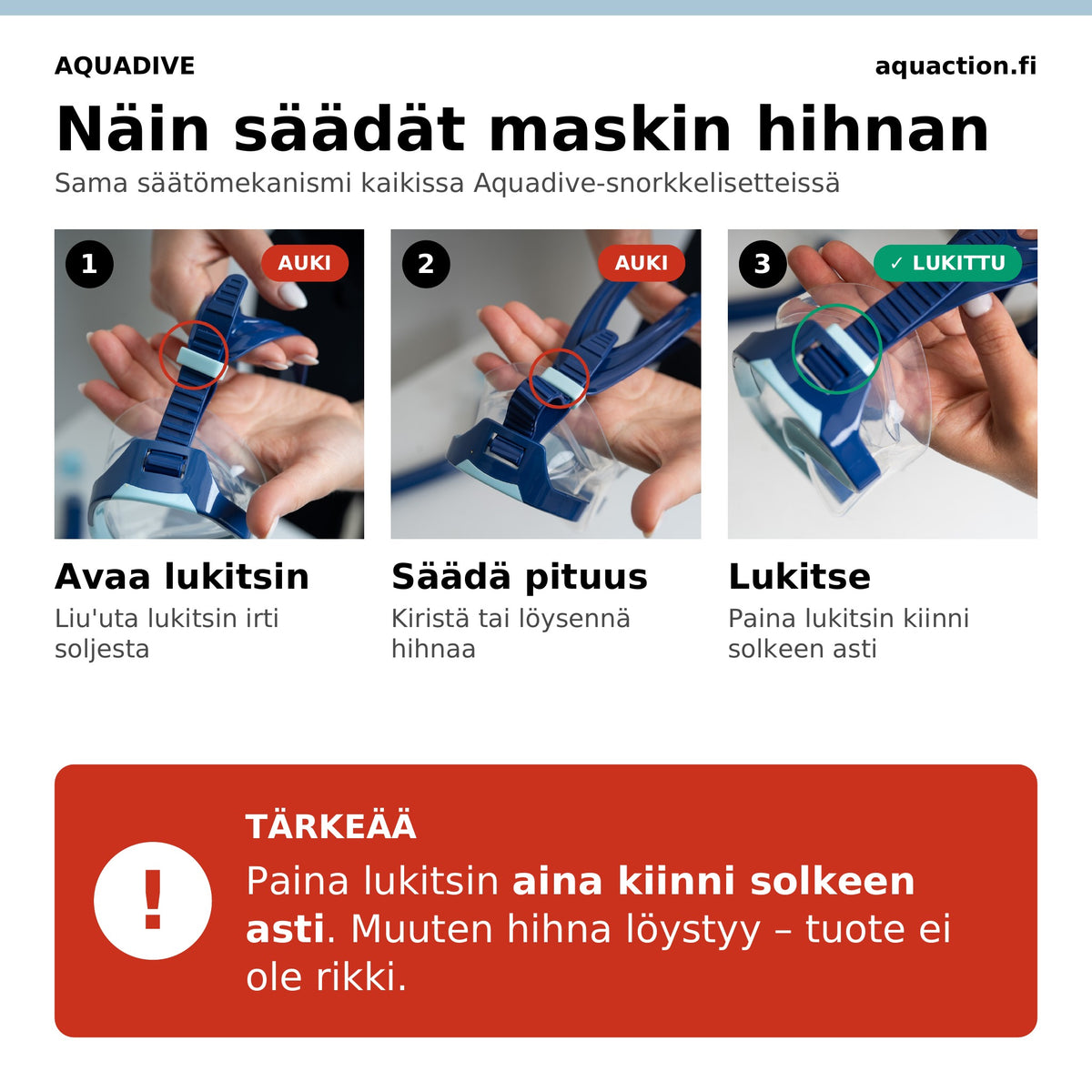 Aquadive snorkelset för vuxna, marinblå-grön