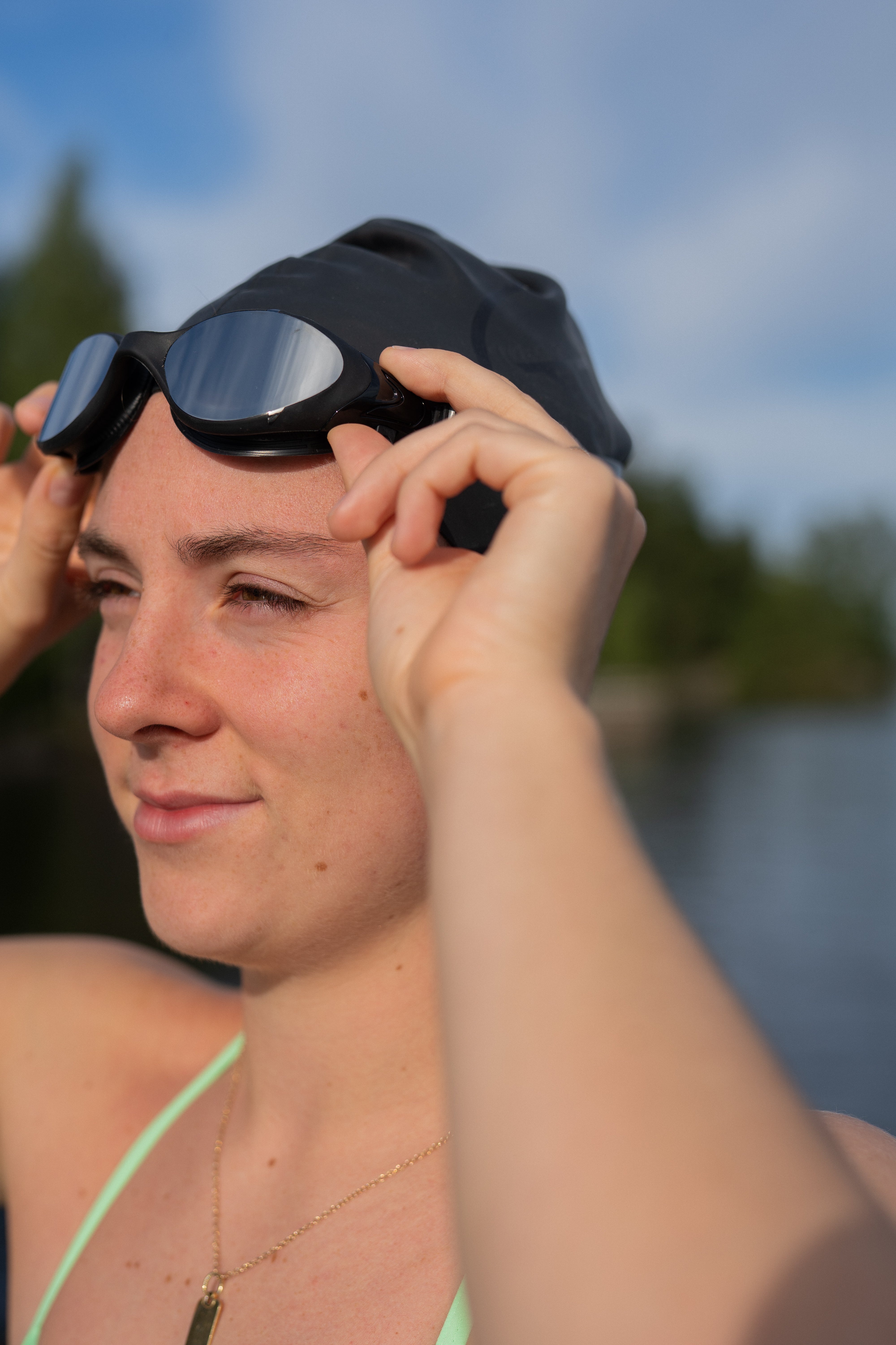 AquaCore Mirror swimming goggles, black-silver