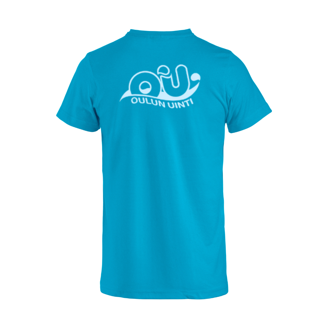 Basic-T-shirt för ungdomar, turkos - simning i Oulu + namntryck