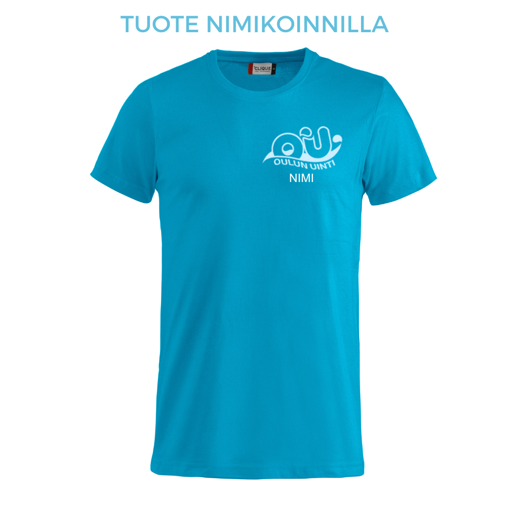 Basic-T-shirt för ungdomar, turkos - simning i Oulu + namntryck