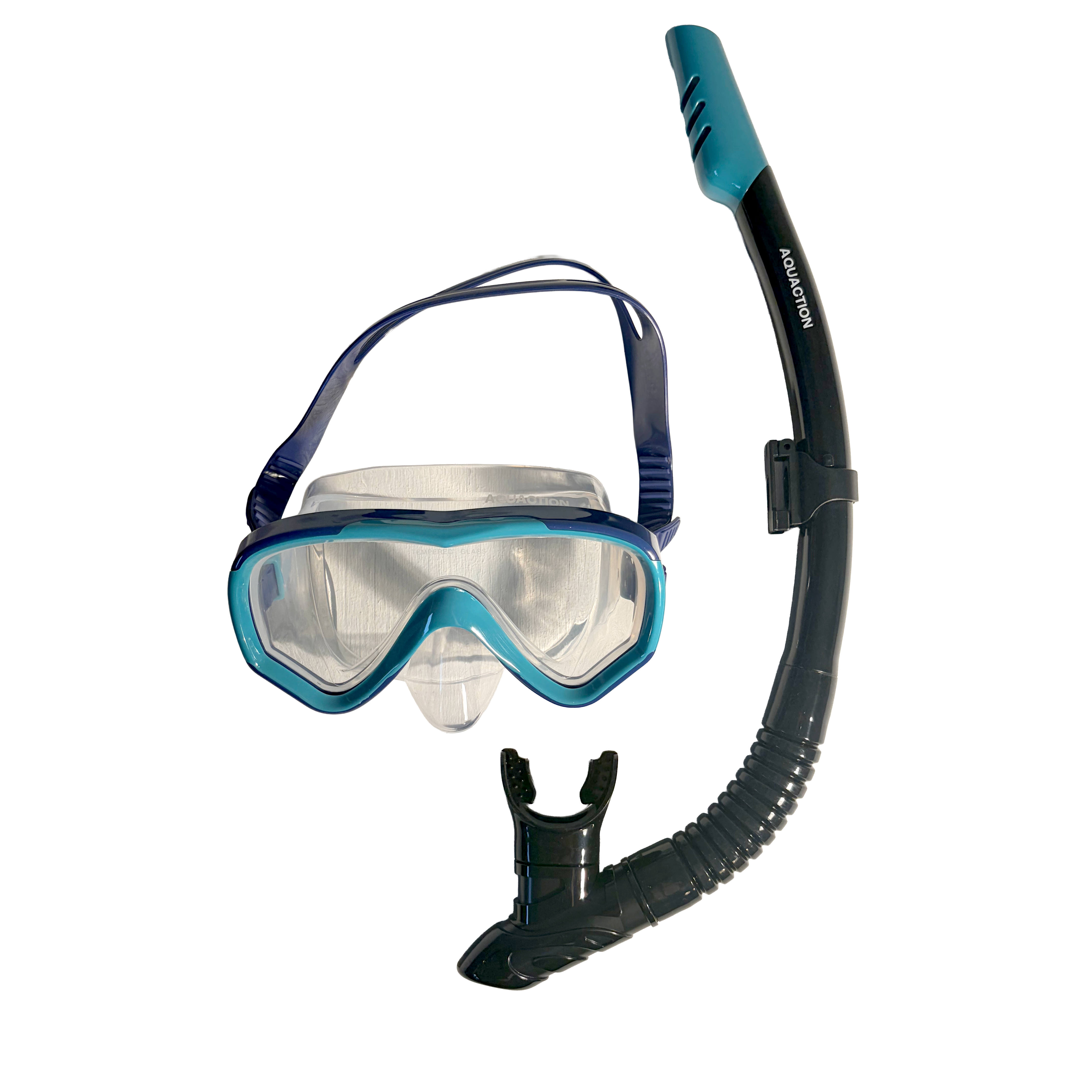 Aquadive snorkelset för vuxna, marinblå-grön