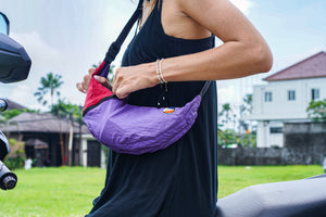 Upcycled Sling Bag laukku, purple-burgundy