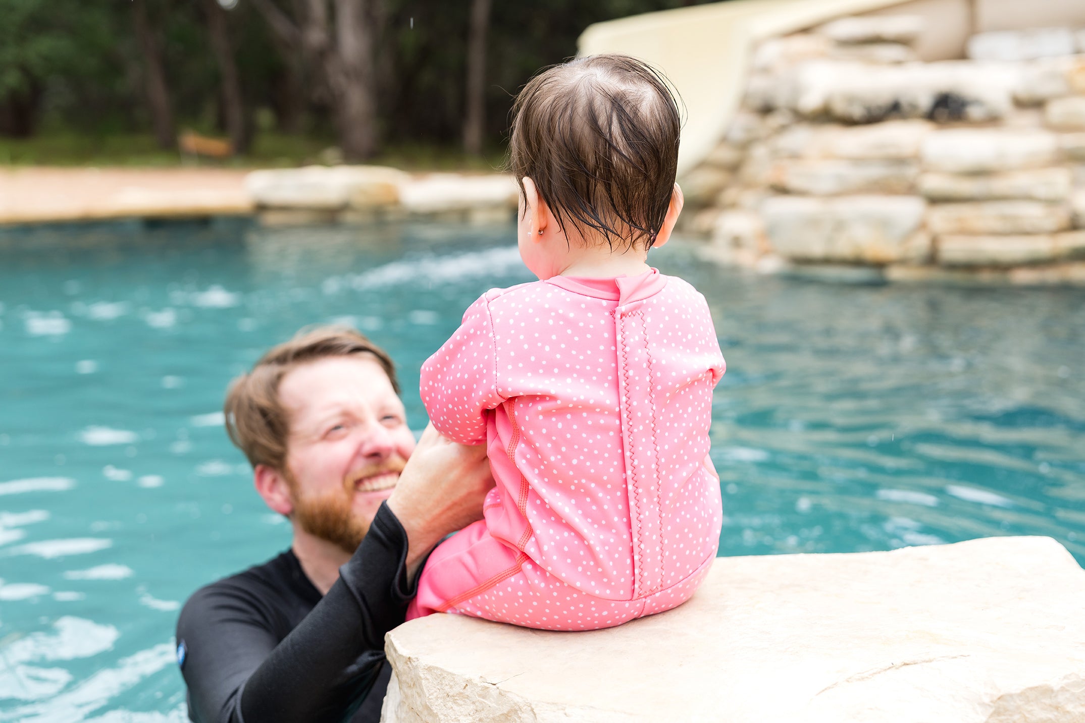 Warm in One lasten lämpöuimapuku, Pink Dotty