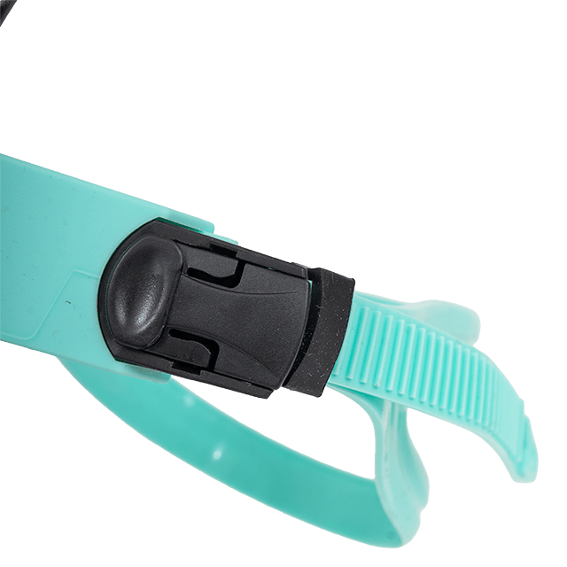 Aqua Center Snorkel keskisnorkkeli, musta, säädettävä otsapanta lähikuvassa - Aquaction