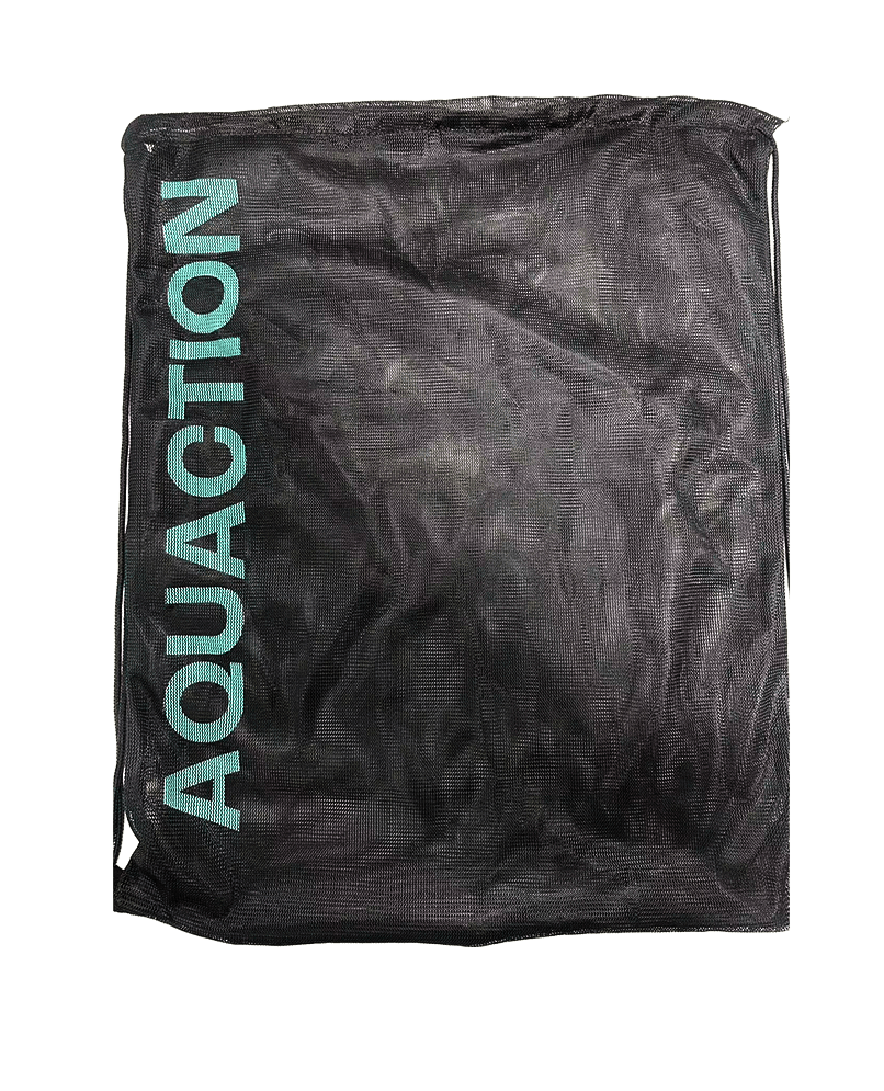Aqua Mesh Bag varustekassi, musta, verkkomateriaali lähikuvassa - Aquaction