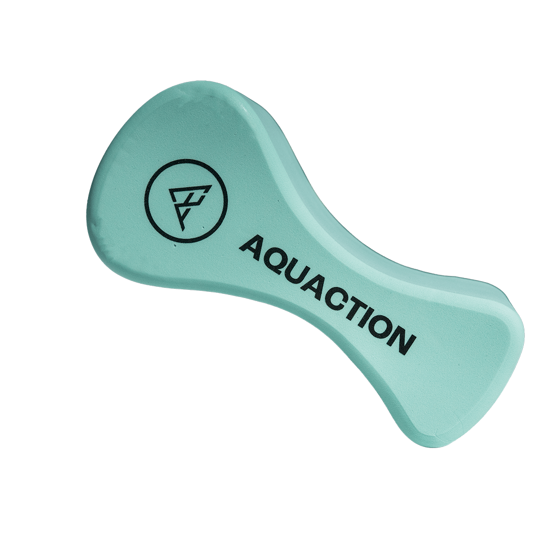 Aqua Pull Buoy uintipullari, minttu, käytössä jalkojen välissä - Aquaction