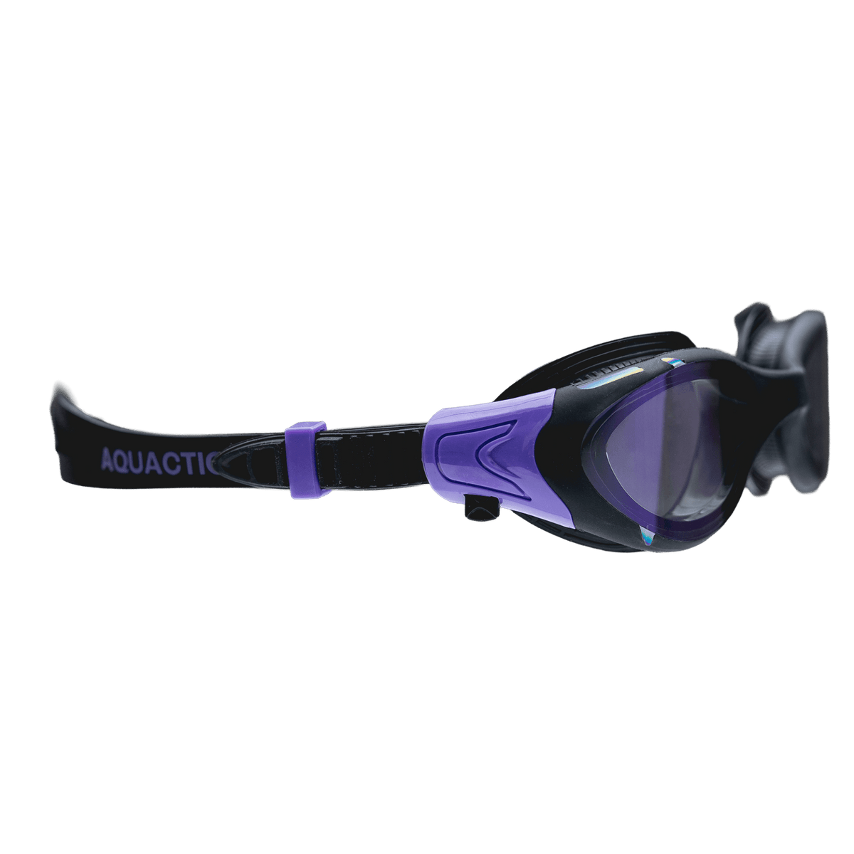 AquaCore Mirror uimalasit, musta-violetti, peililinssi lähikuvassa - Aquaction