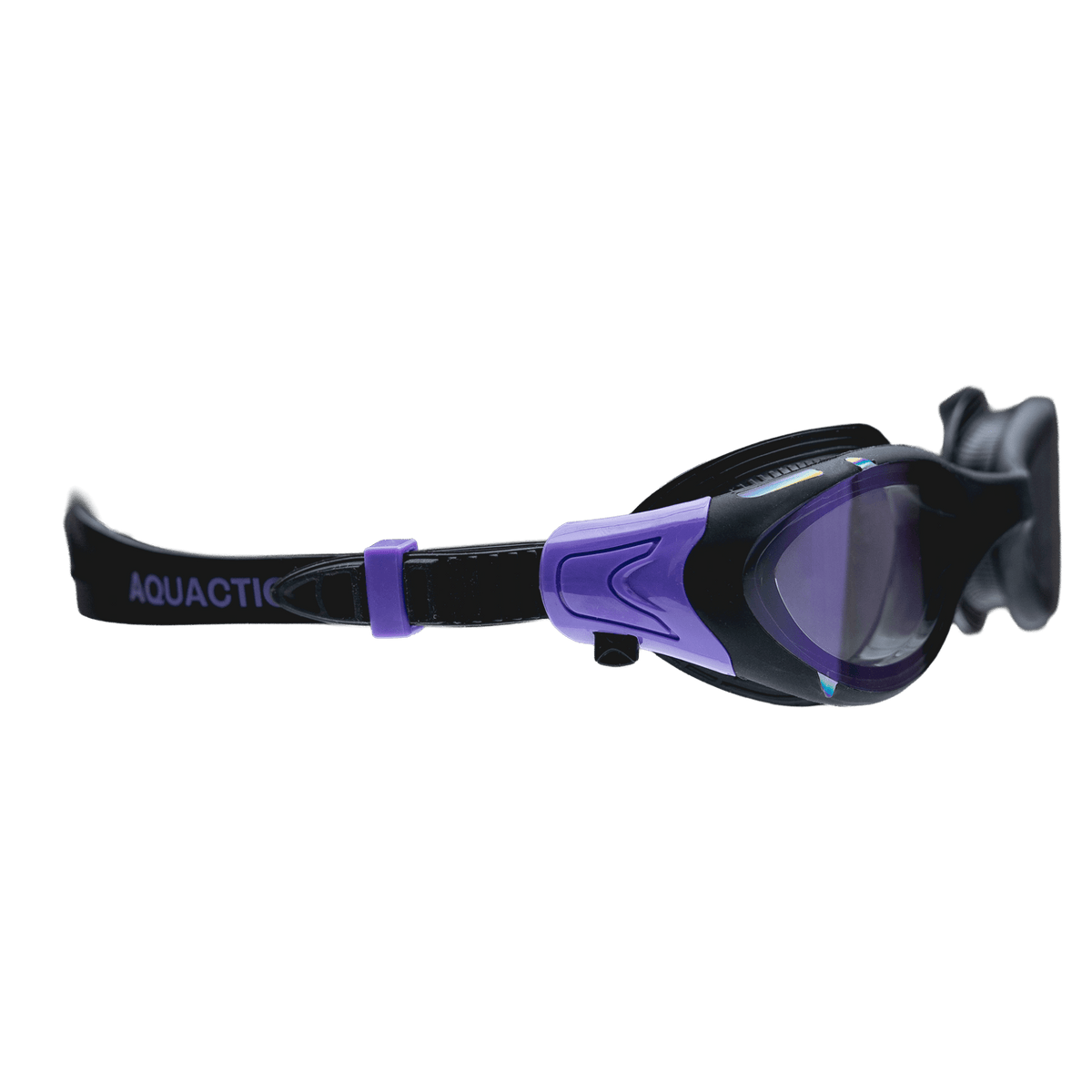 AquaCore Mirror uimalasit, musta-violetti, peililinssi lähikuvassa - Aquaction