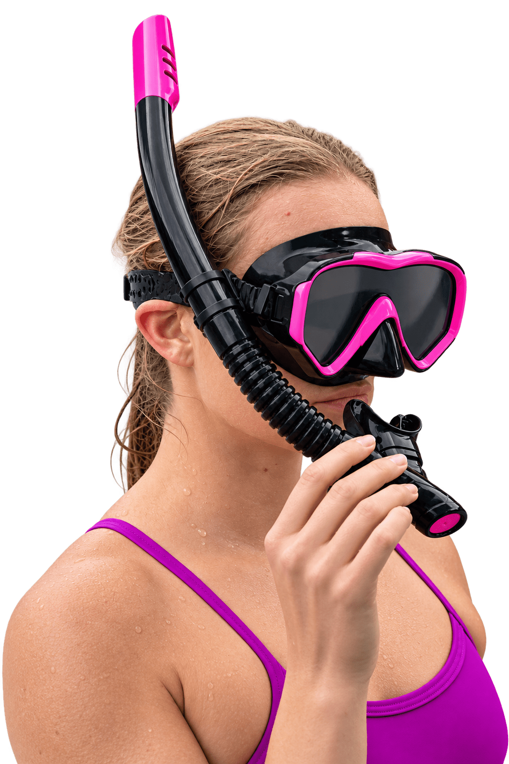 Aquadive aikuisten snorkkelisetti, musta-pinkkiAquaction