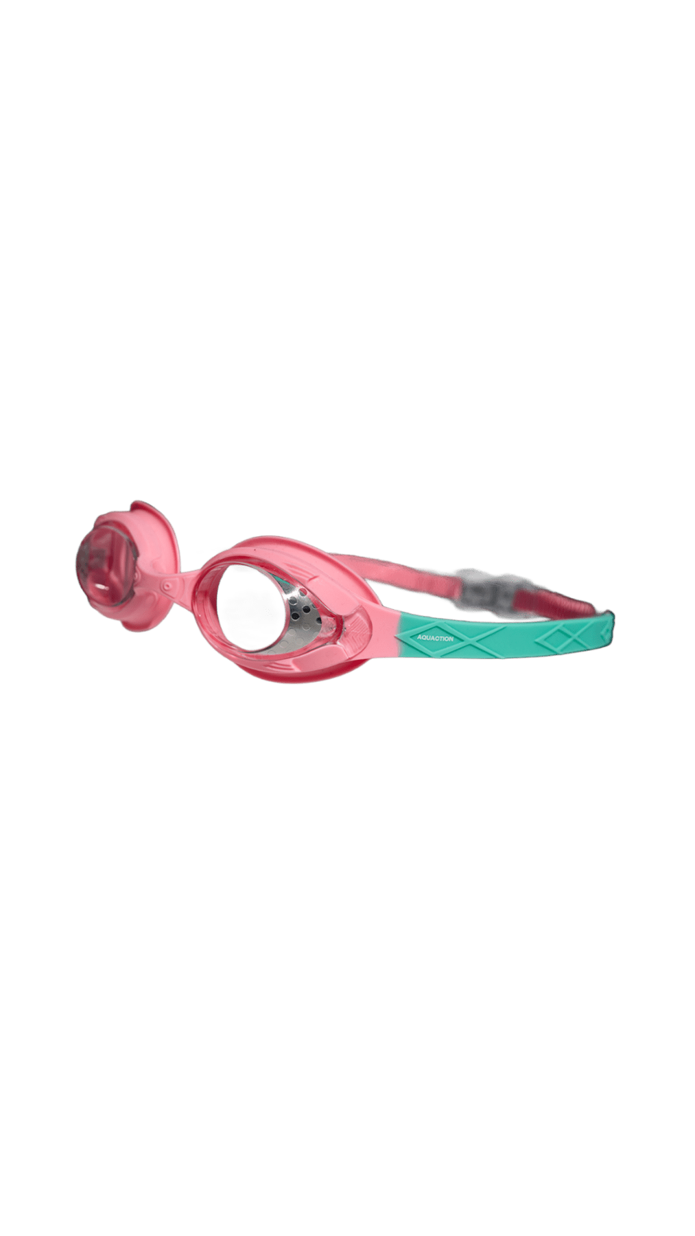 Pinkit AquaKids lasten uimalasit mintun värisellä hihnalla ja kirkkaalla linssillä.