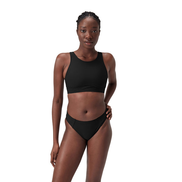 Solid Highneck Top Mesh bikini topp för kvinnor, svart