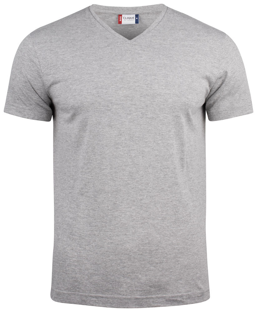 Basic - T V - neck Grey MelClique