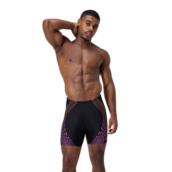 Duo Logo Print Mid Jammer miesten uimahousut, musta - pinkki - Speedo