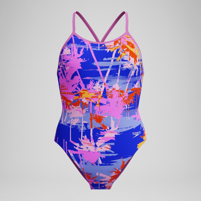 Girls Printed V Back tyttöjen uimapuku, sini - lilaSpeedo