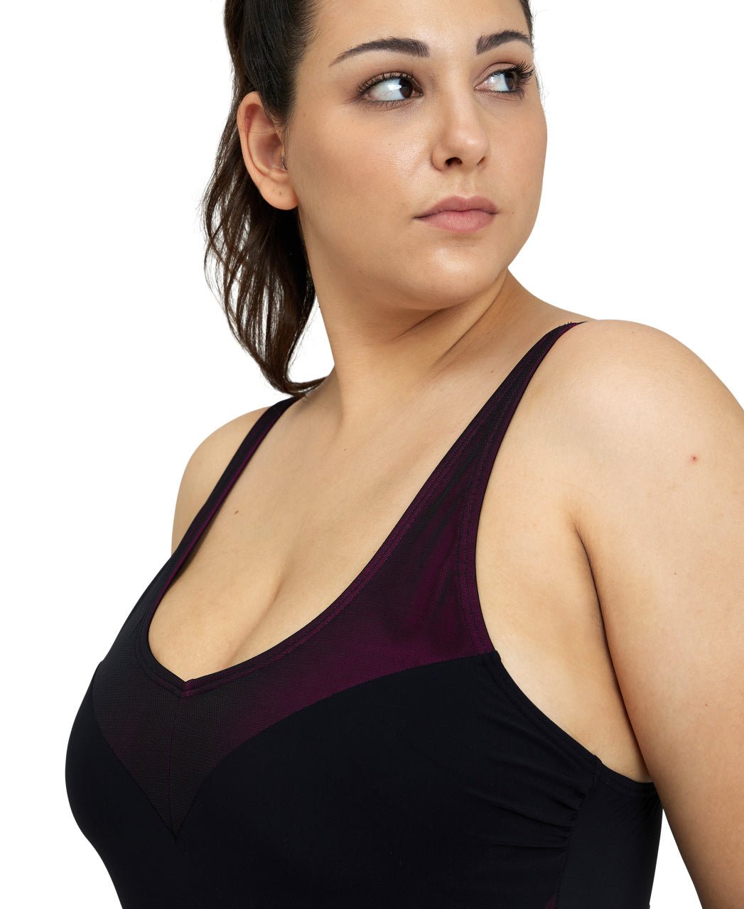 Isabel Light Cross Back One Piece Plus naisten uimapuku, puna - mustaArena