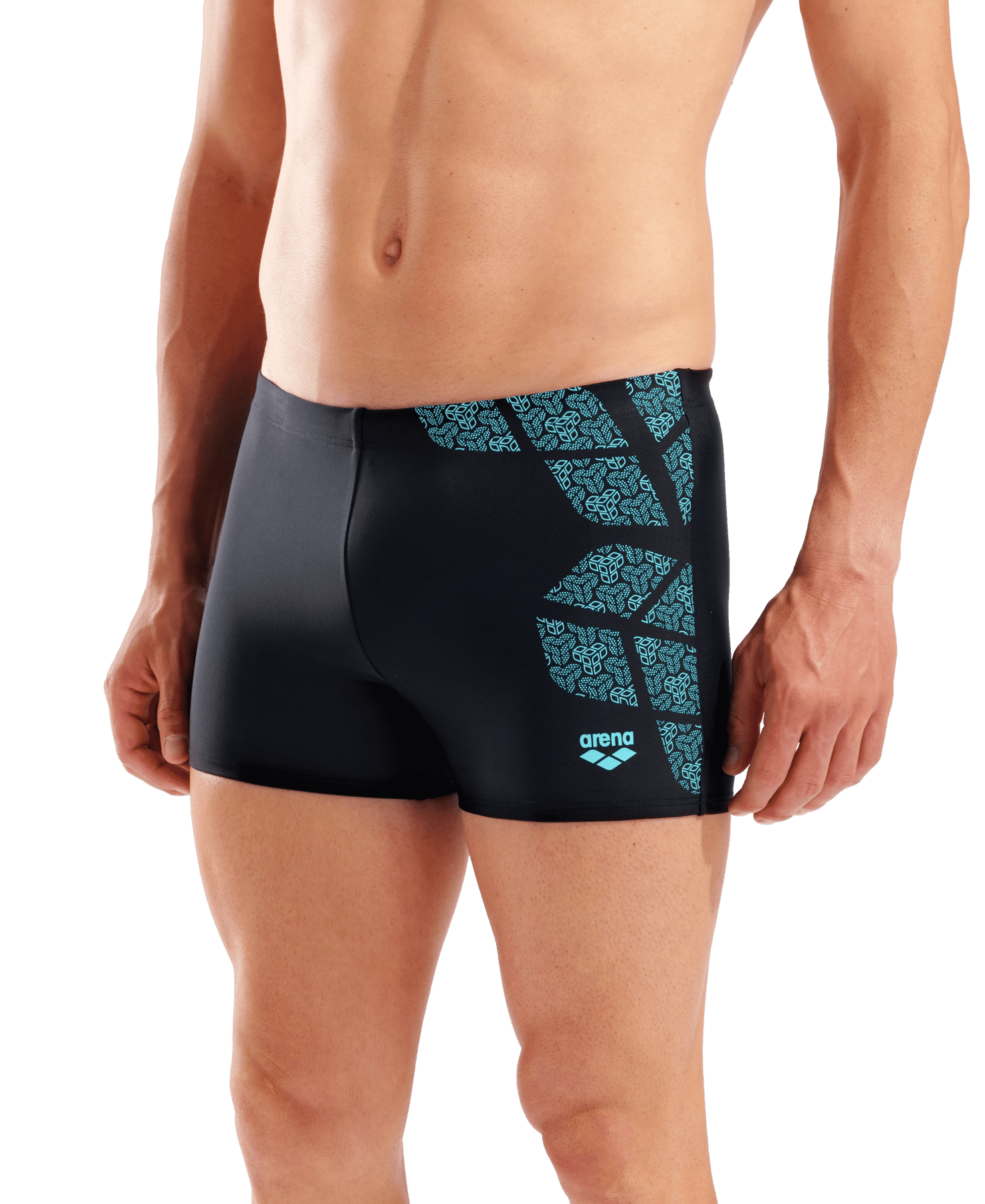 Kikko Swim Short miesten uimahousut, musta - turkoosiArena