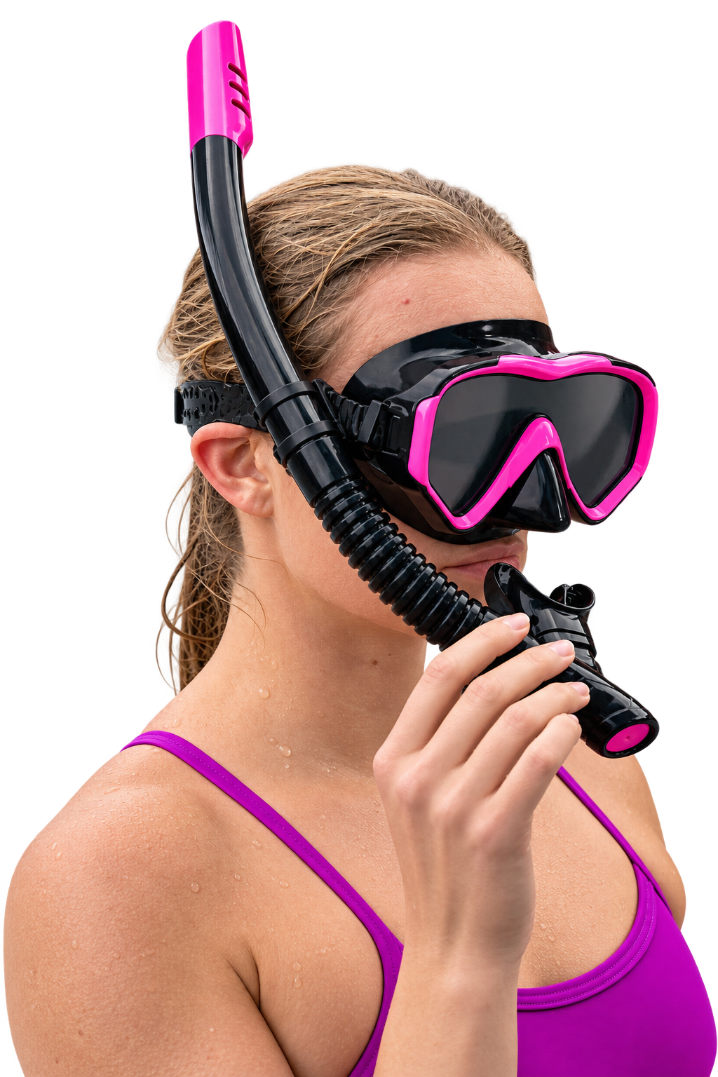 Aquadive aikuisten snorkkelisetti, musta-pinkki