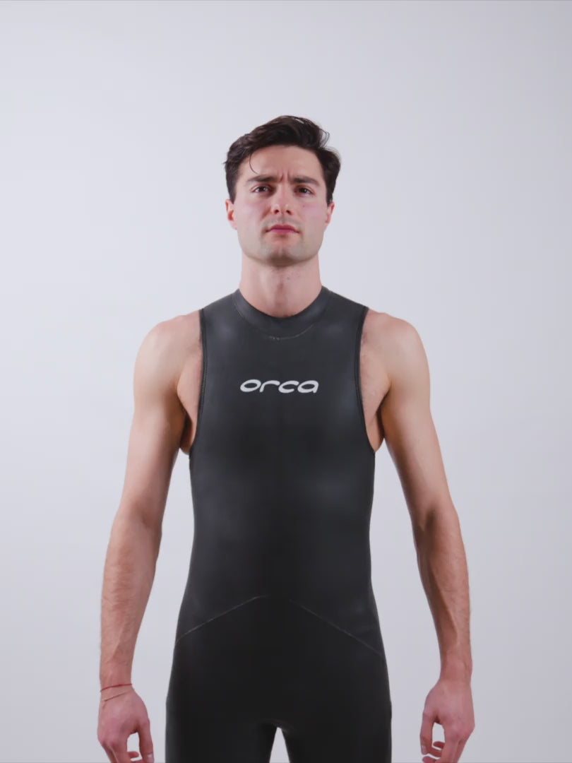 Load video: Orca Vitalis Light – Men's sleeveless open water wetsuit