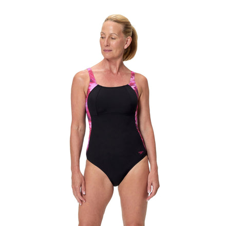 Print Luna Lustre Naisten Uimapuku, musta - pinkkiSpeedo