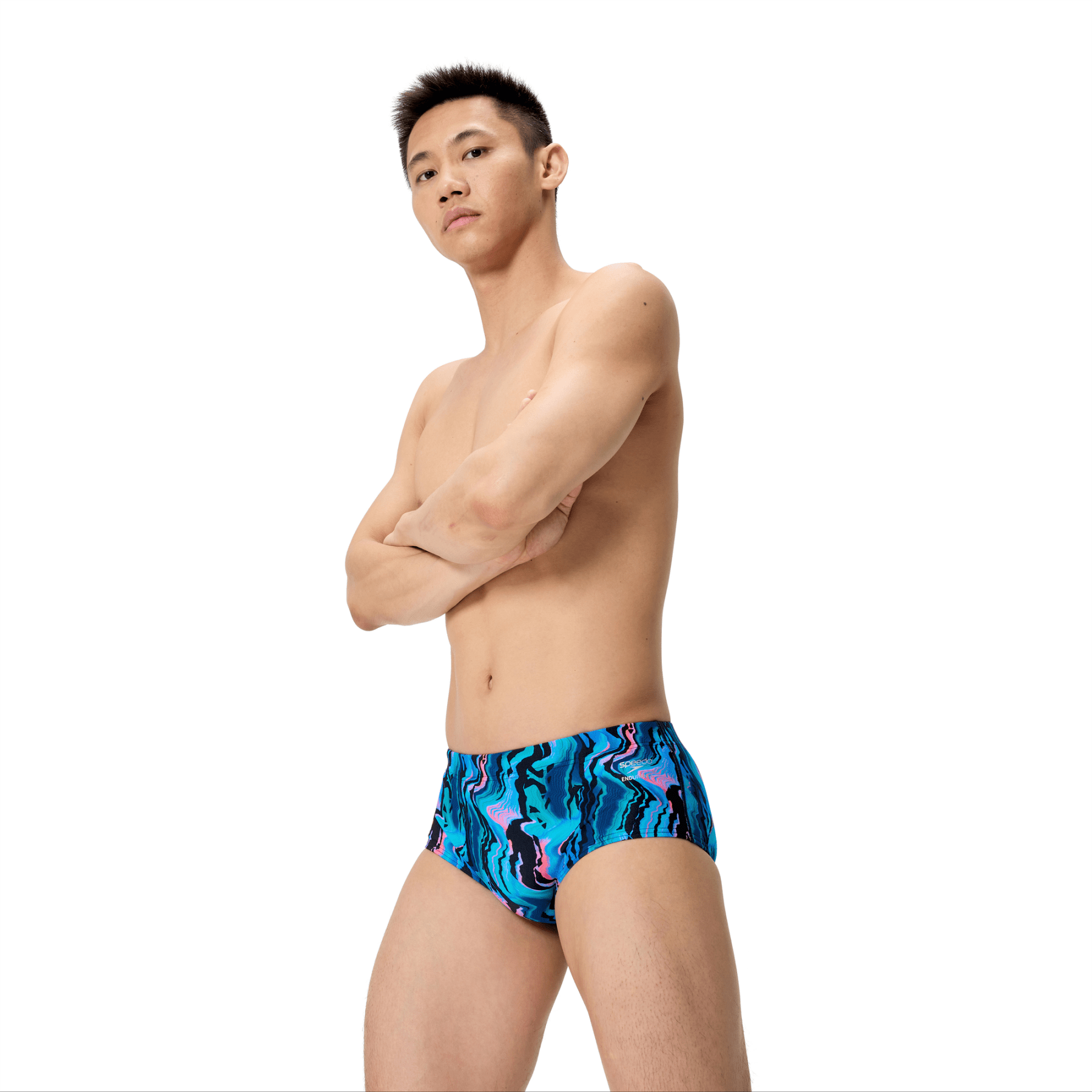 Printed 13.5cm Brief miesten uimahousut, sini - mustaSpeedo