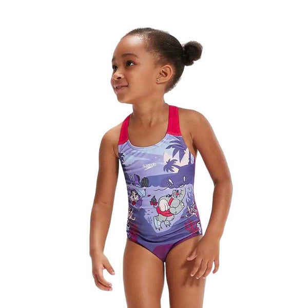 LTS Printed Racerback JR Girls Baddräkt, lila