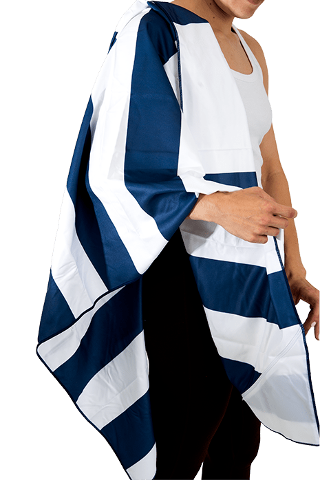 Taskullinen pyyhe Aquaction logolla, sini-valkoinenAquaction