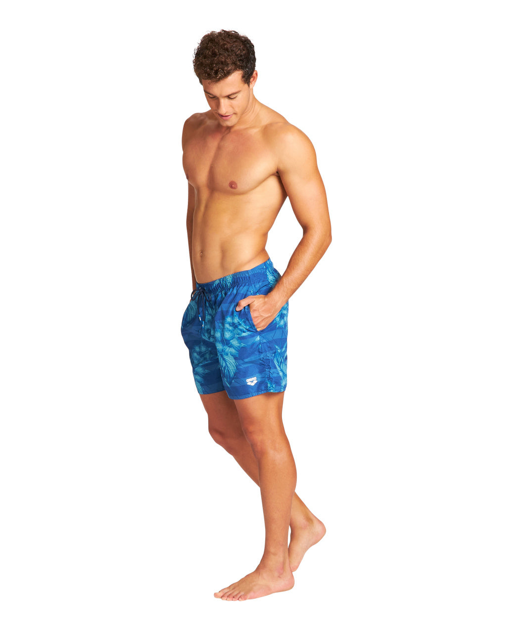Fundamentals strandshorts för män, mörkblått mönster