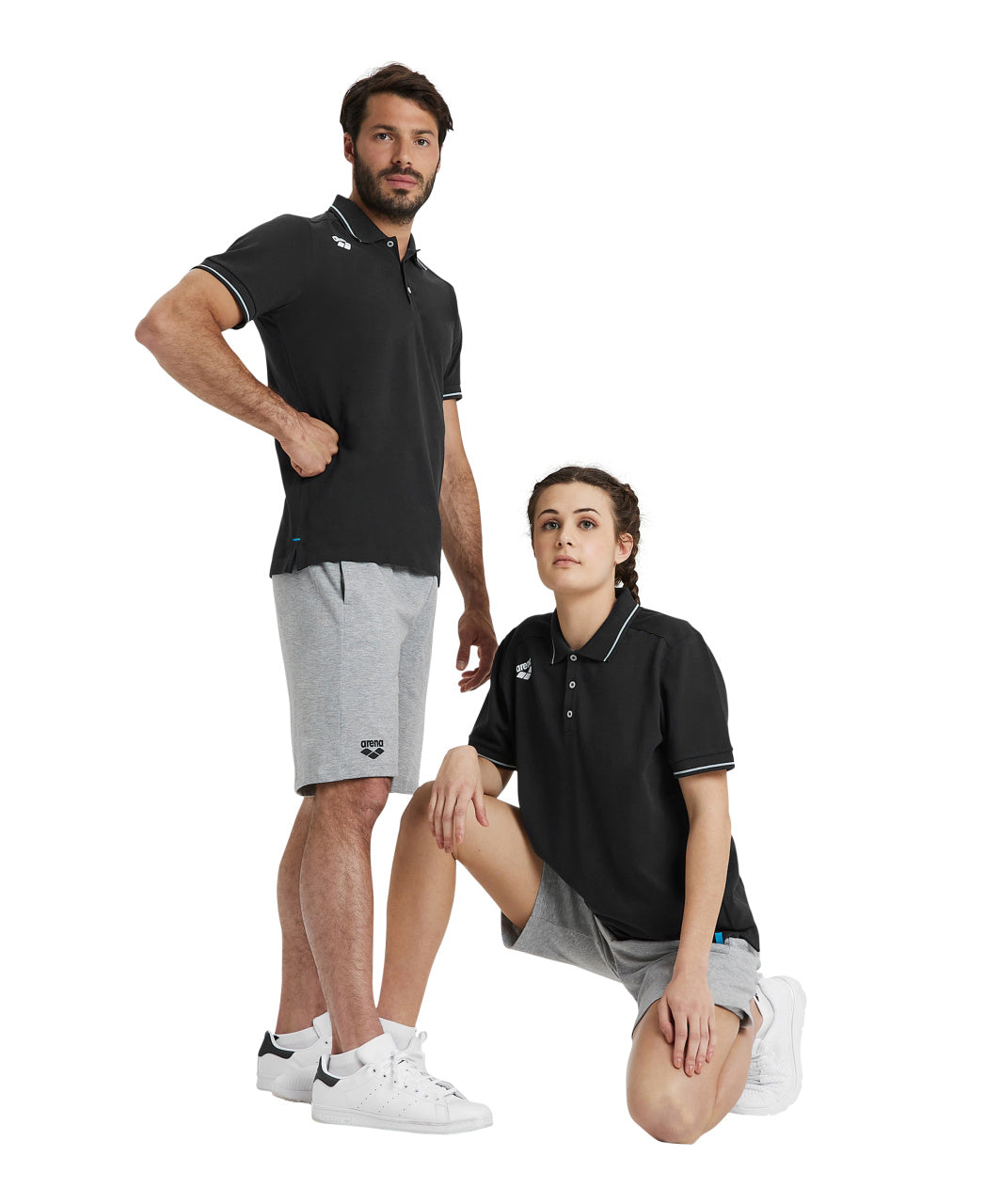 Team pikétröja bomull, svart