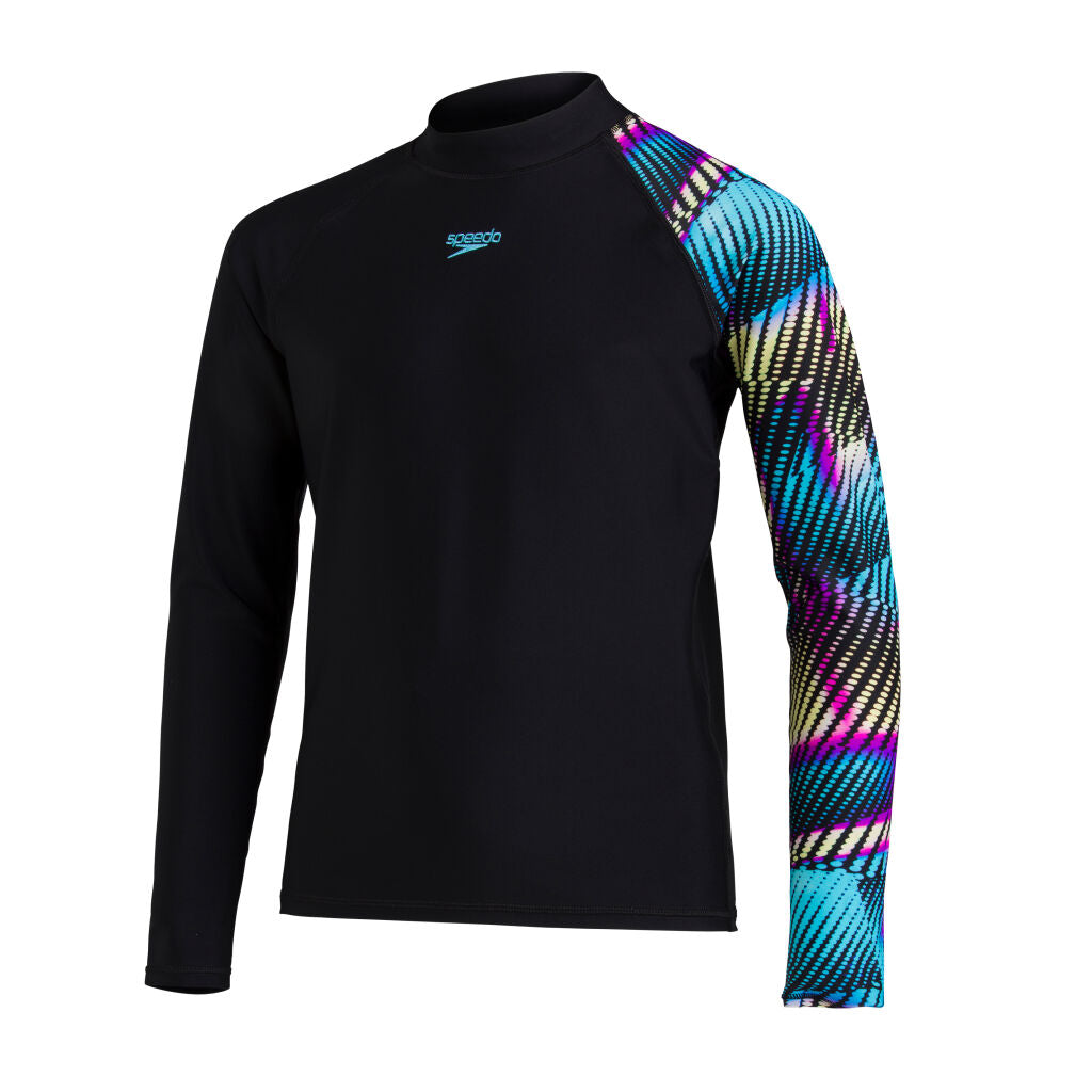 Speedo Digital Allover Rash Kids Long Sleeve UV Shirt – UPF 40+ Protection, Eco EnduraFlex Fabric