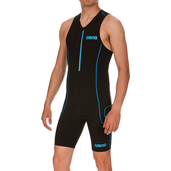 Triathlon tävlingsdräkt ST Front Zip för män, svart-turkos