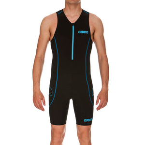 Triathlon tävlingsdräkt ST Front Zip för män, svart-turkos