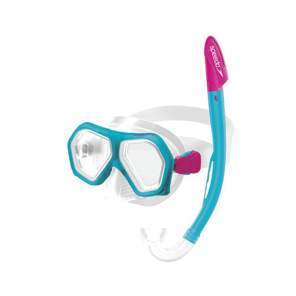 Barnsimmask och snorkel, blå-rosa