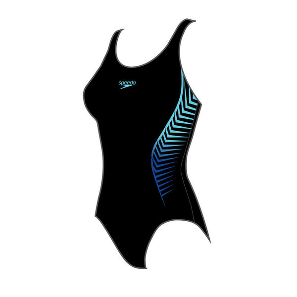 Placering Muscleback dambaddräkt, svart-blå