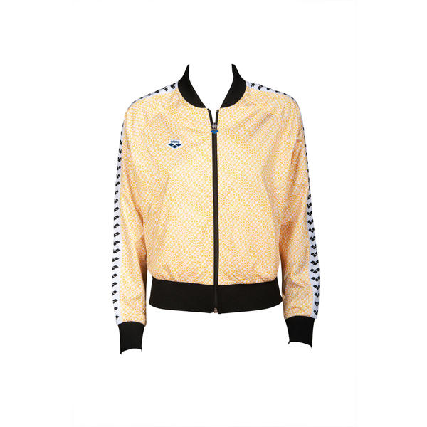 Retro women's tracksuit jacket, yellow pattern