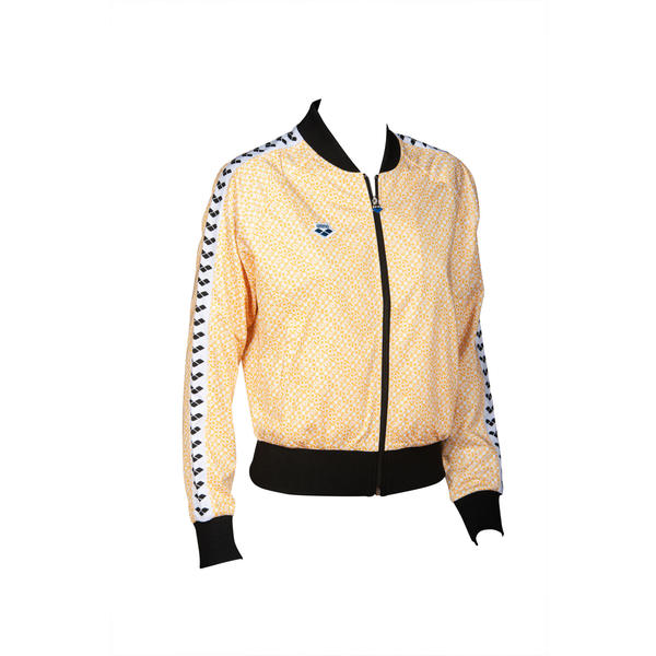Retro women's tracksuit jacket, yellow pattern