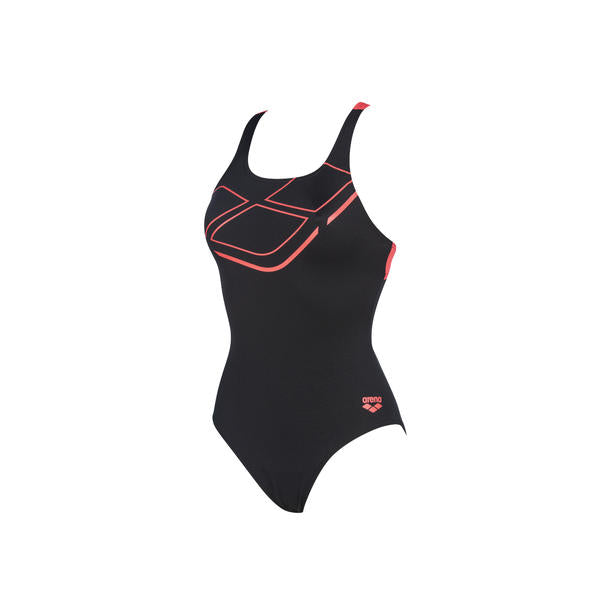 Essentials SwimPro väst baddräkt för kvinnor, svart-röd