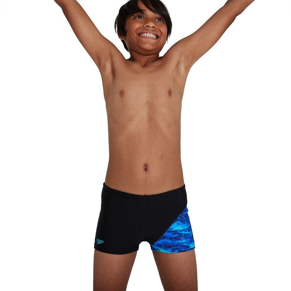 Digital Panel Aquashort badbyxor för pojkar, svart-blå